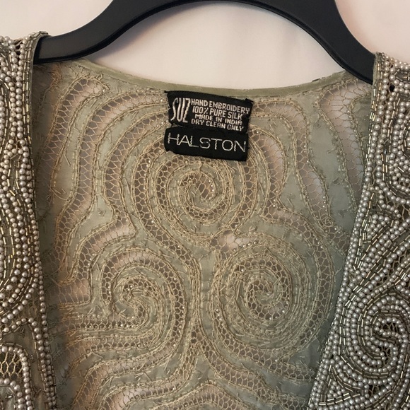 Halston Vintage Silk Hand Beaded Bugle jacket very Rare - Picture 12 of 16